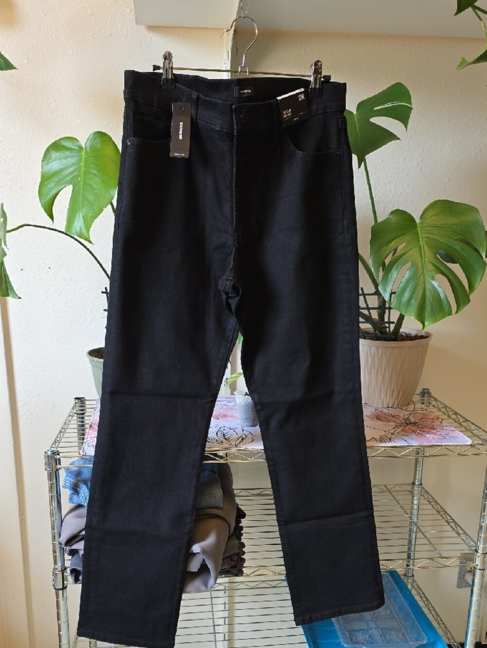 Express Black High-Rise Straight Jeans